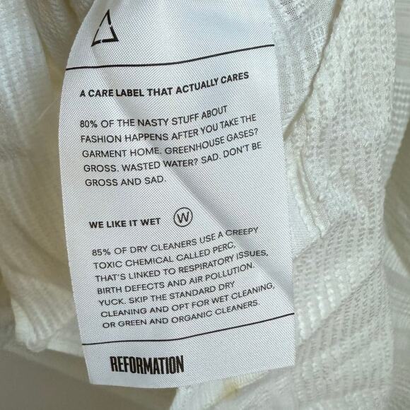 Reformation Womens White Smocked Turtle Neck‎ Long Sleeve Blouse - Picture 8 of 10